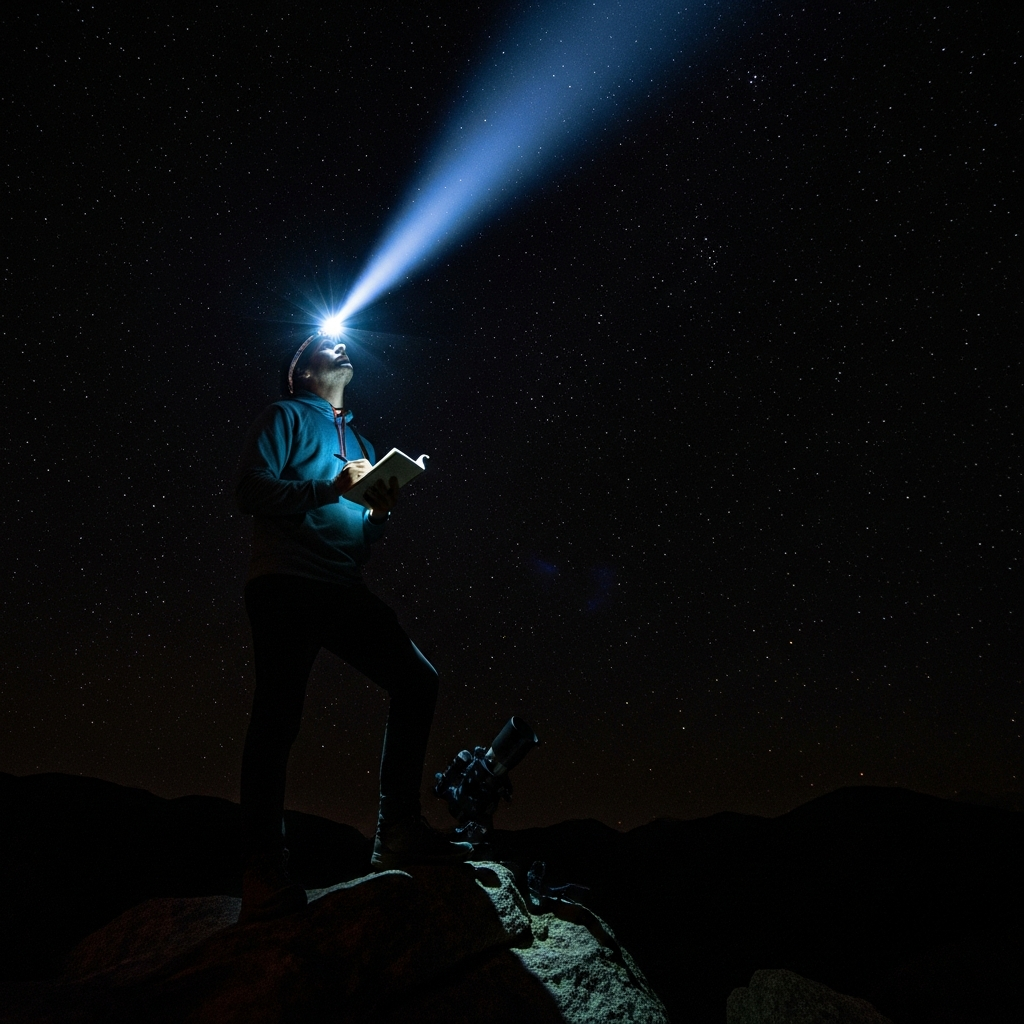 stargazer using headlamp