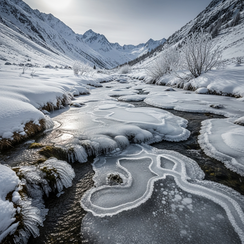 frozen alpine stream