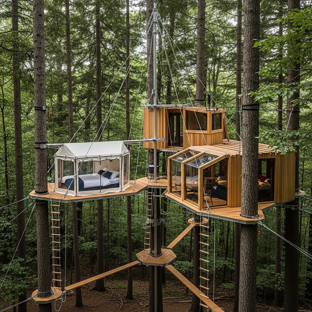 Suspended forest shelter