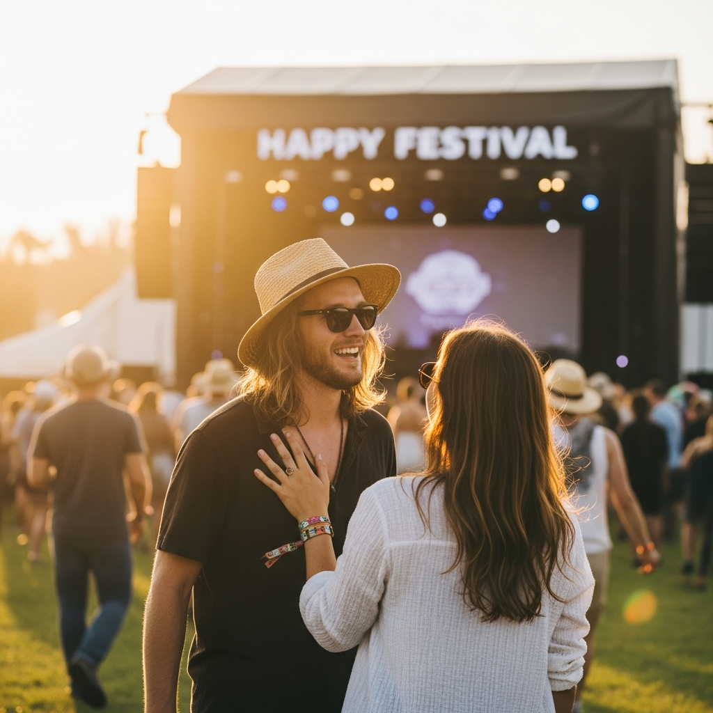 happy festival campers