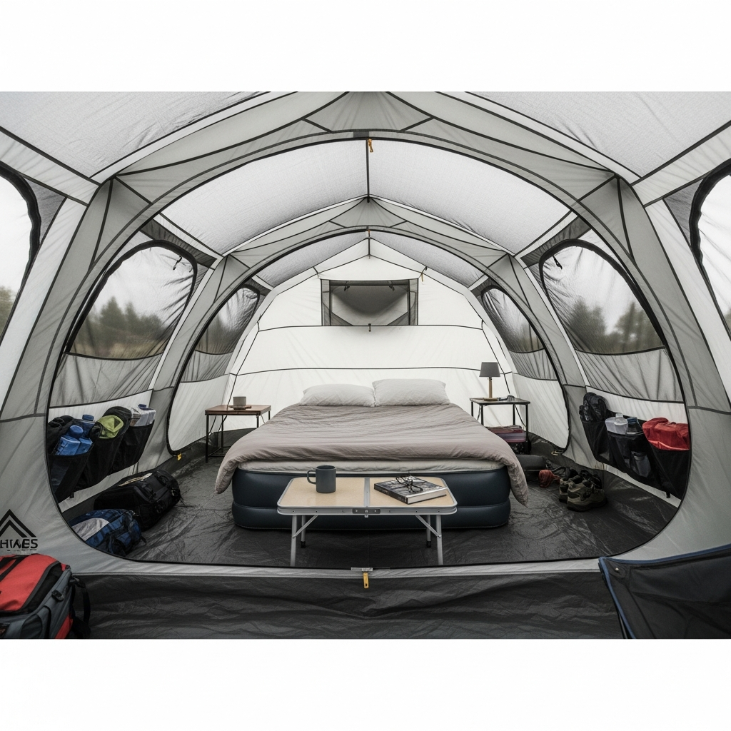 spacious tent interior