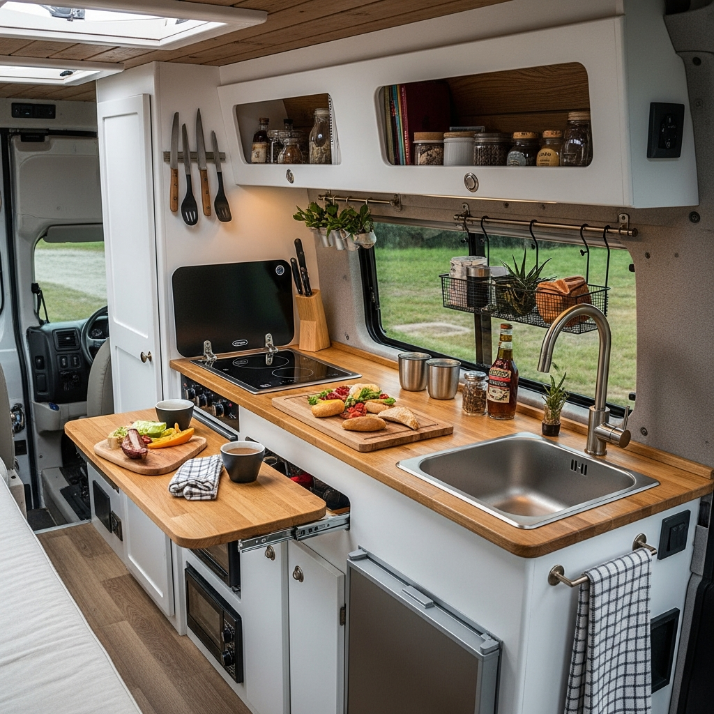 compact van kitchen