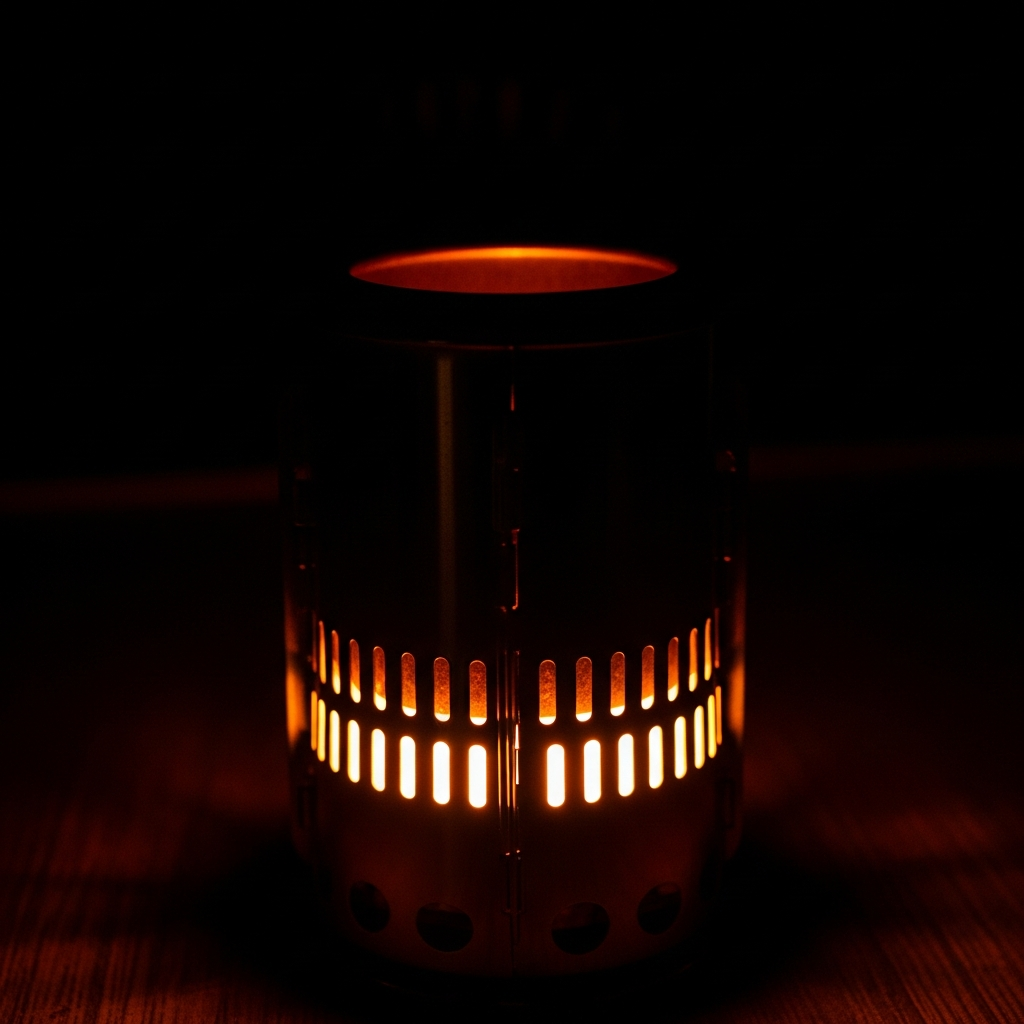 glowing camp stove