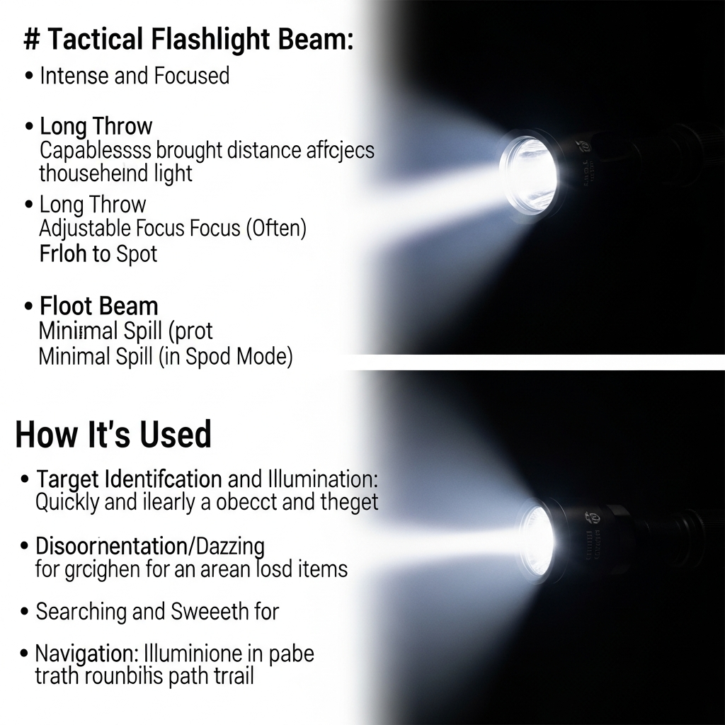 Tactical flashlight beam
