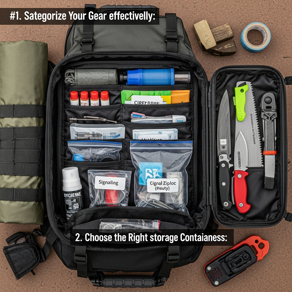 survival gear organized