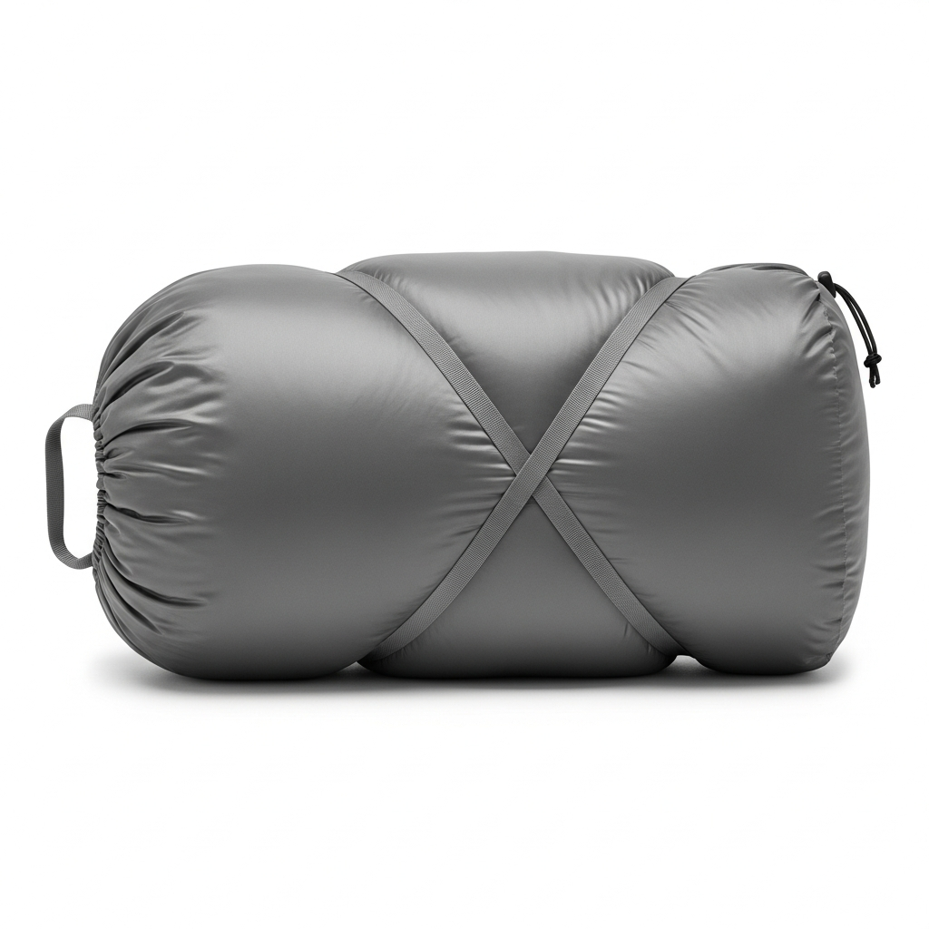 packed sleeping bag