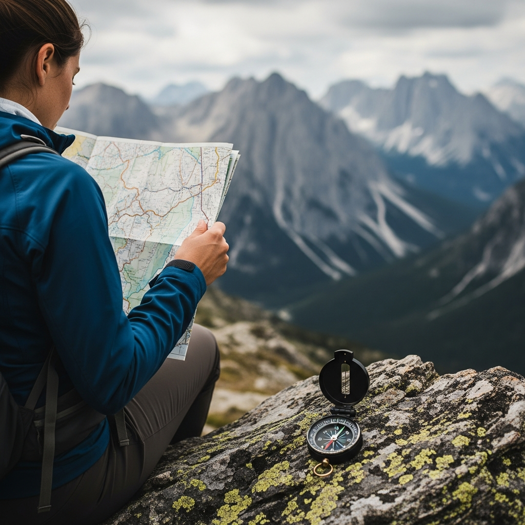 hiker map compass