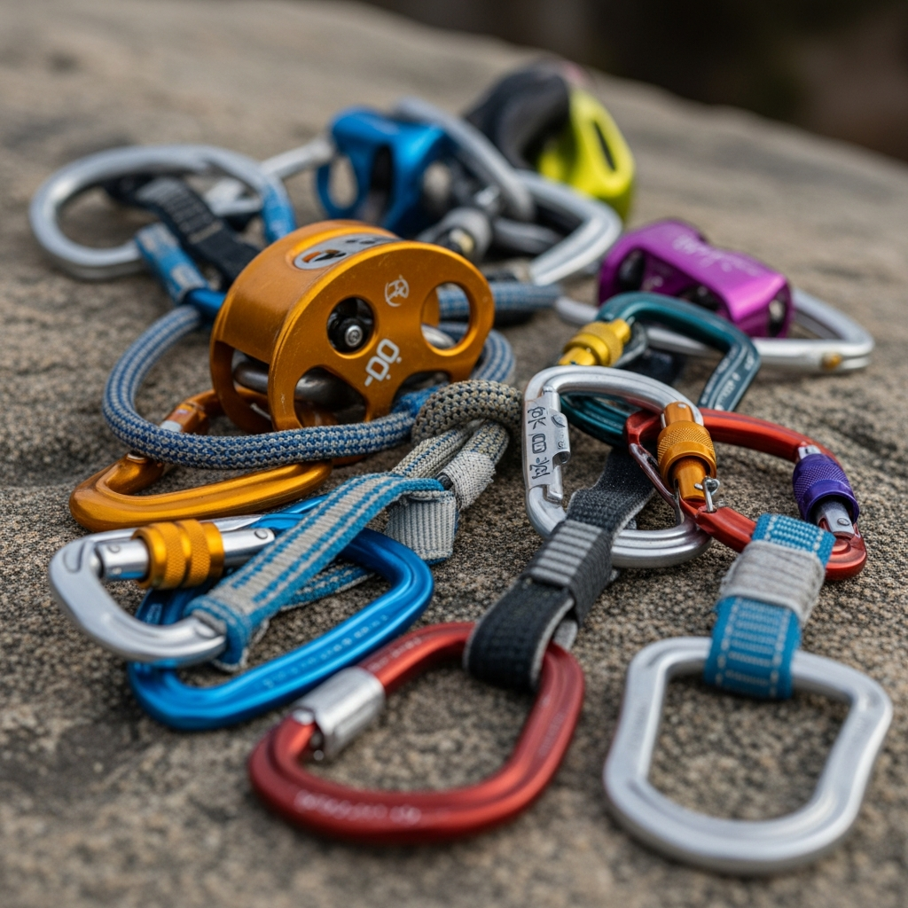 climbing gear closeup