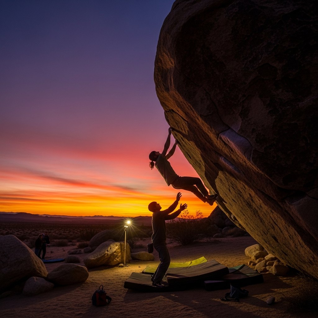 Bouldering outdoor sunset