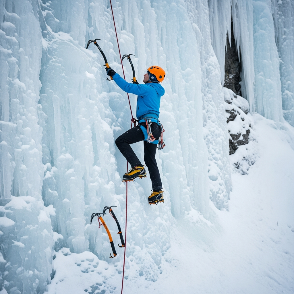 technical ice climbing