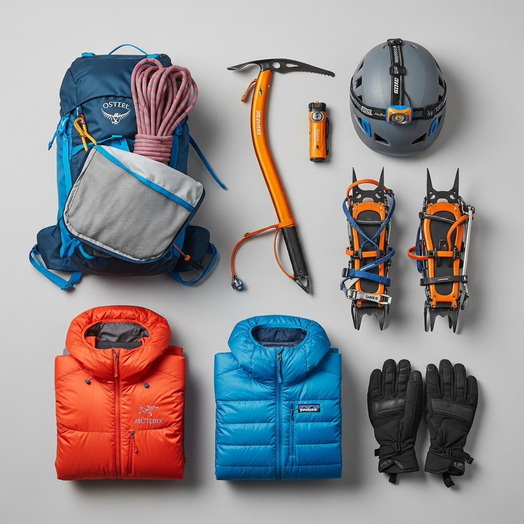 alpine gear flatlay