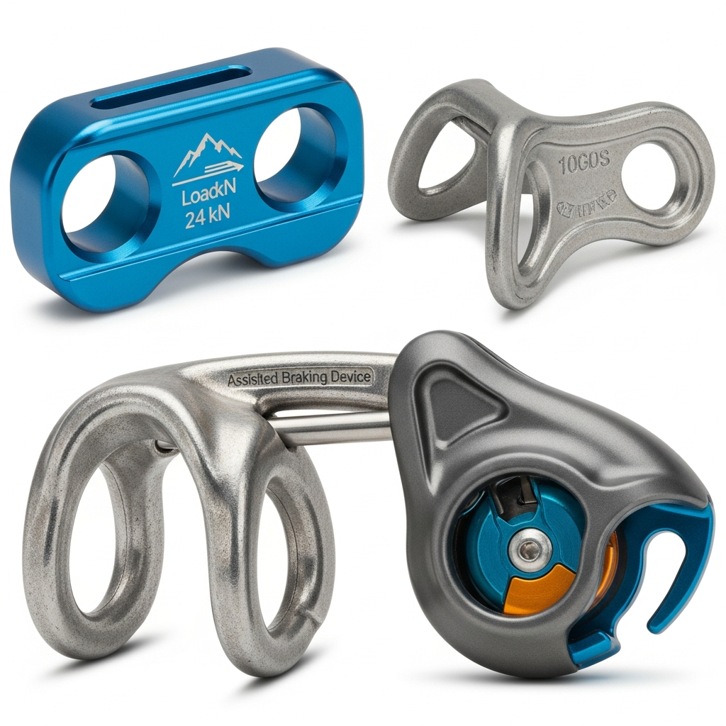 Belay device closeup