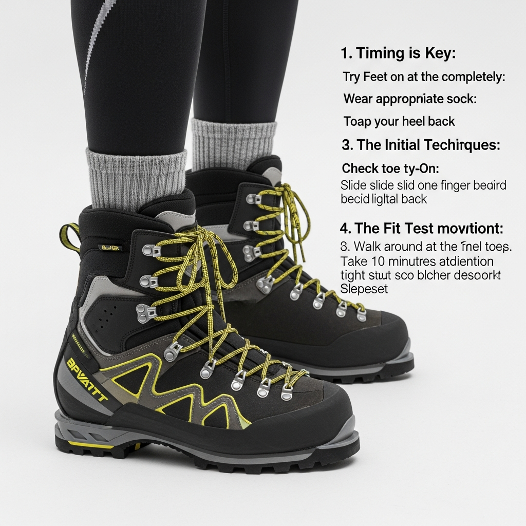 fitting mountaineering boots