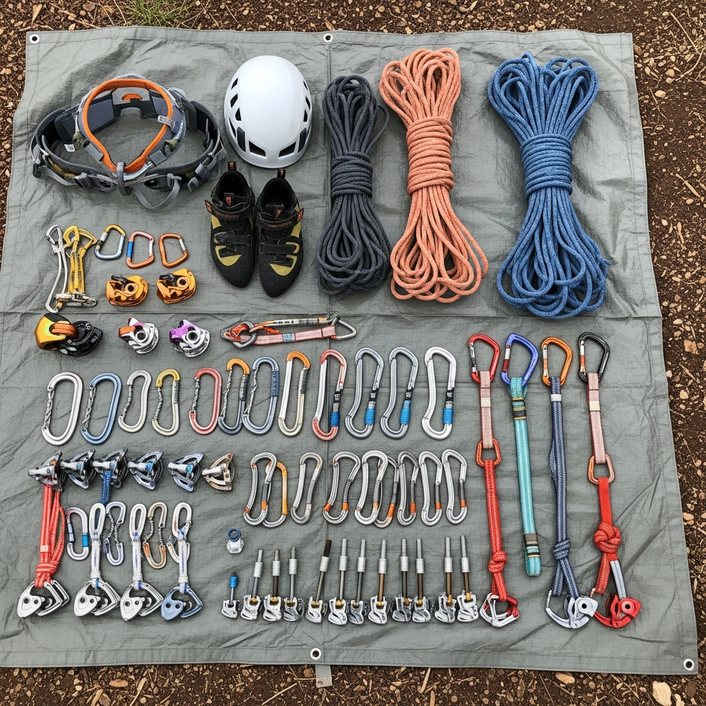 climbing gear layout