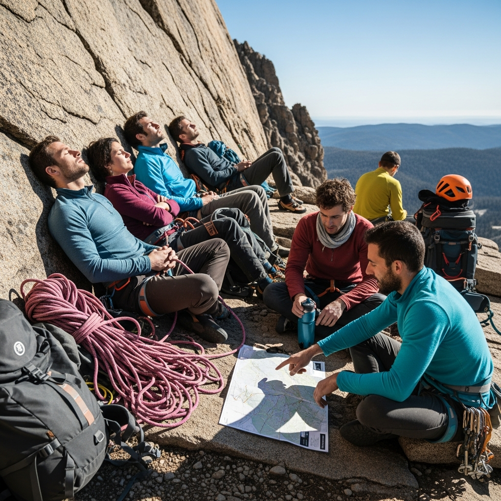 climbers resting outdoors