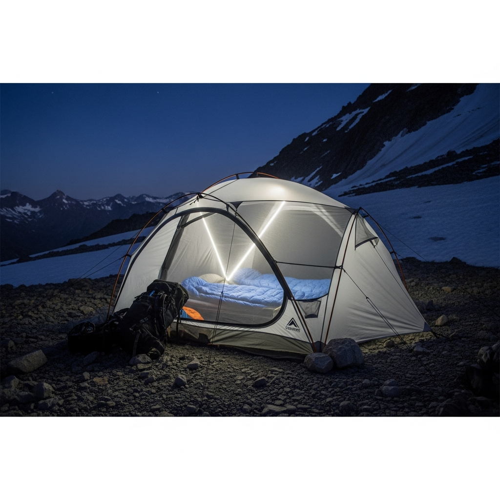 illuminated basecamp tent