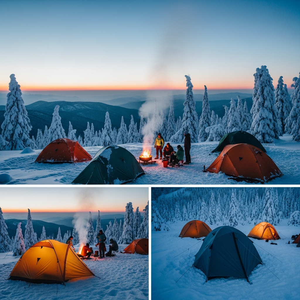 snowy tent camp