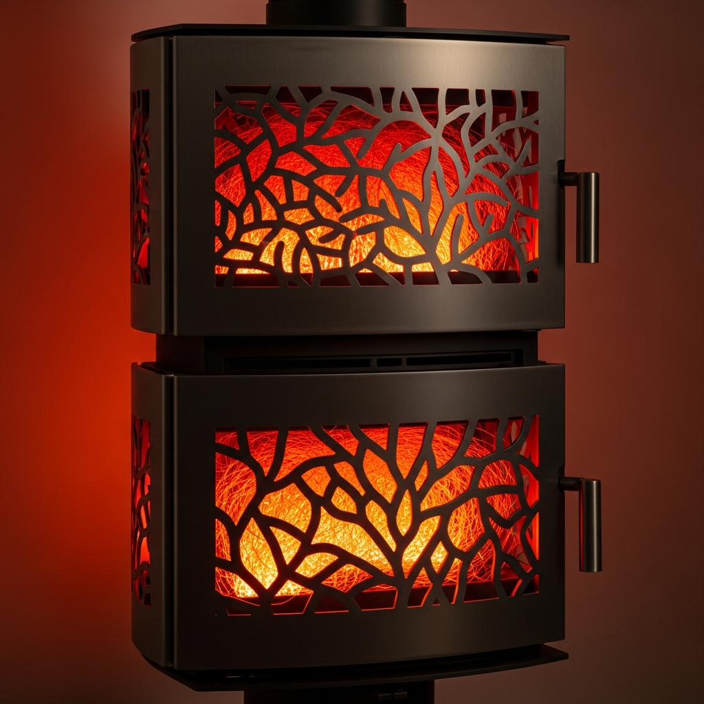 glowing titanium wood stove