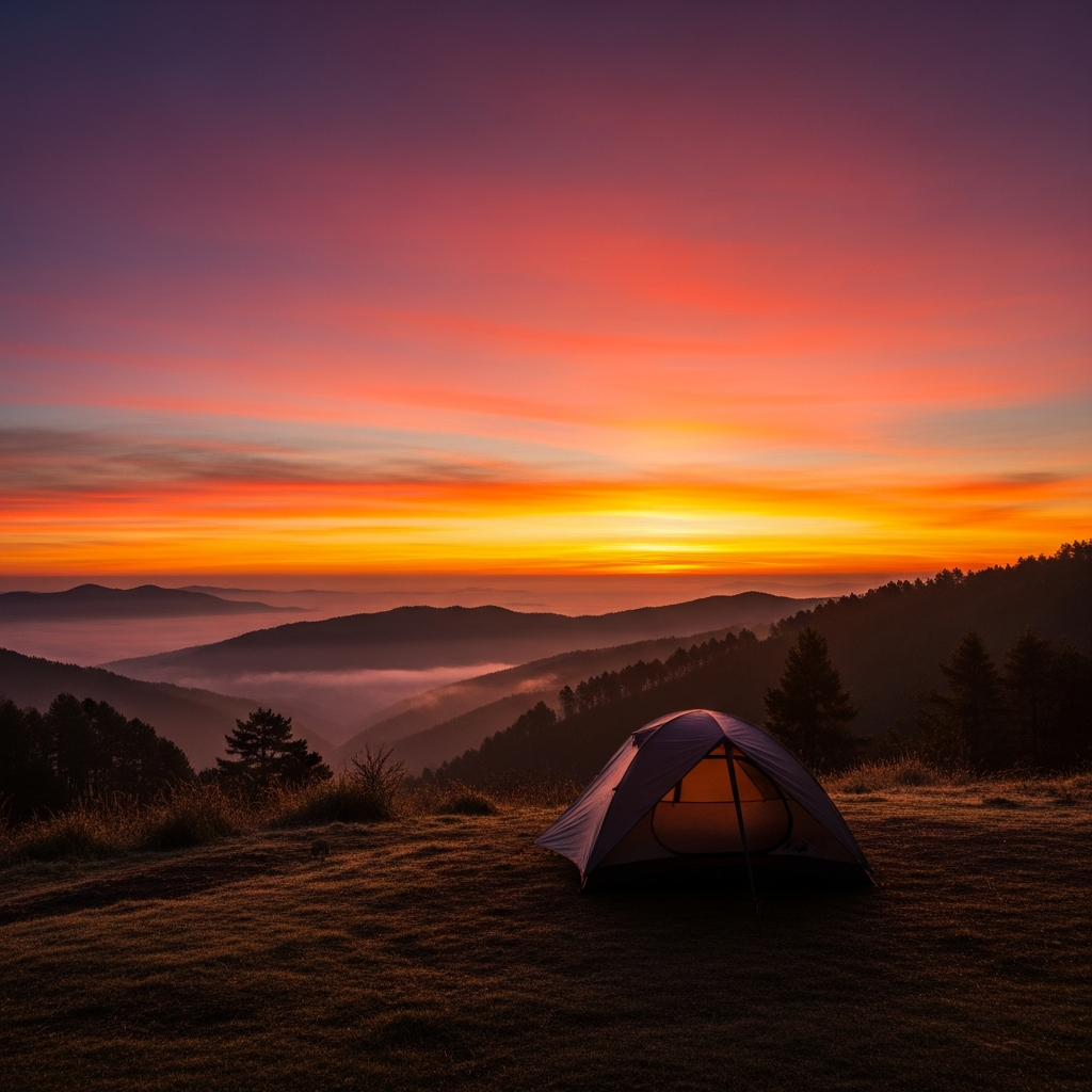 sunrise over tent