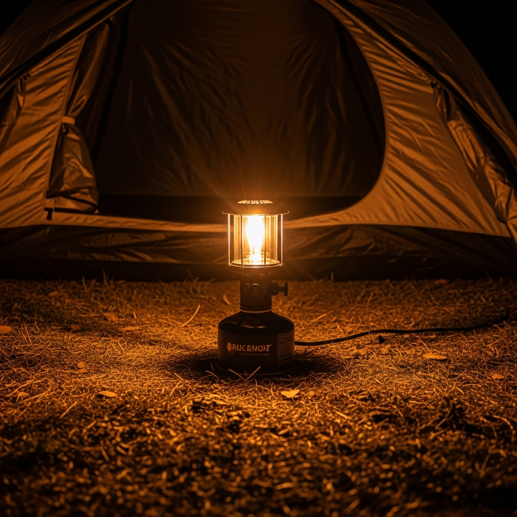 Glowing camping lantern