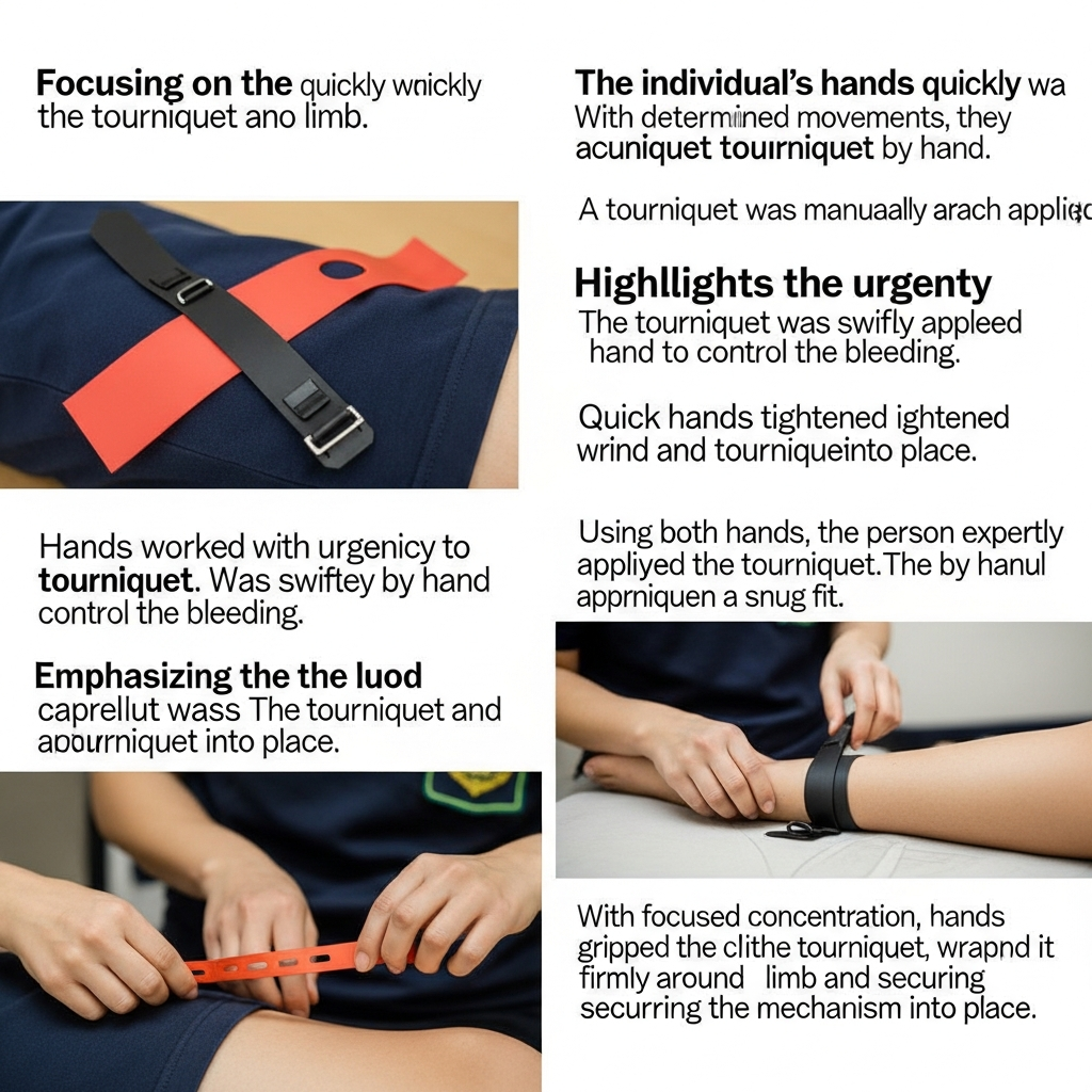 Hand applying tourniquet