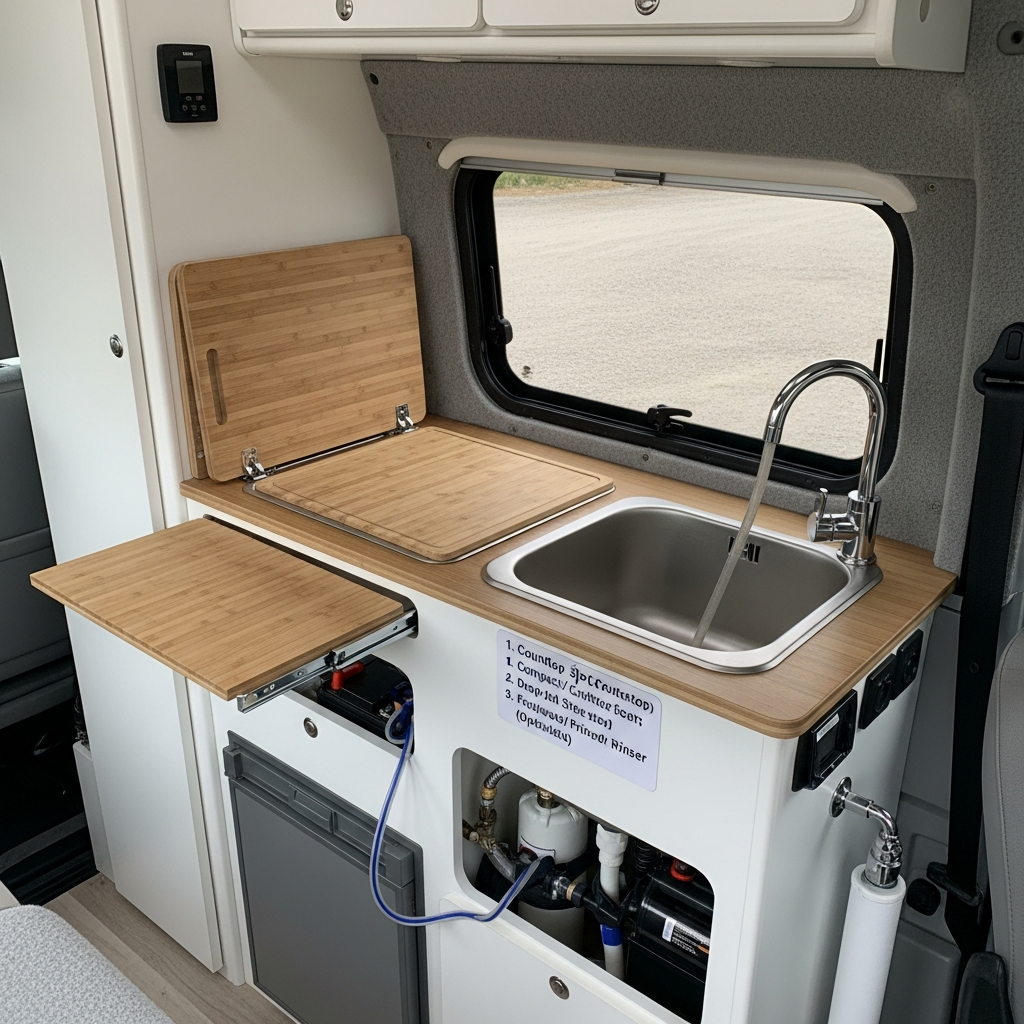 Campervan interior kitchen